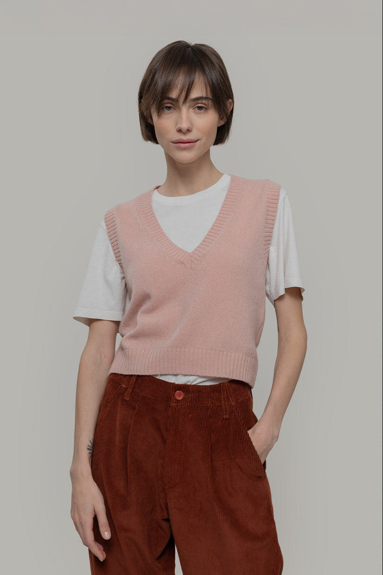 Melania Women's Wool Vest – Cyclamen Pink | Rifò