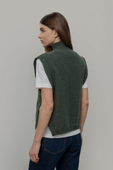 Delia Women's Recycled Wool Turtleneck Vest – Forest Green | Rifò