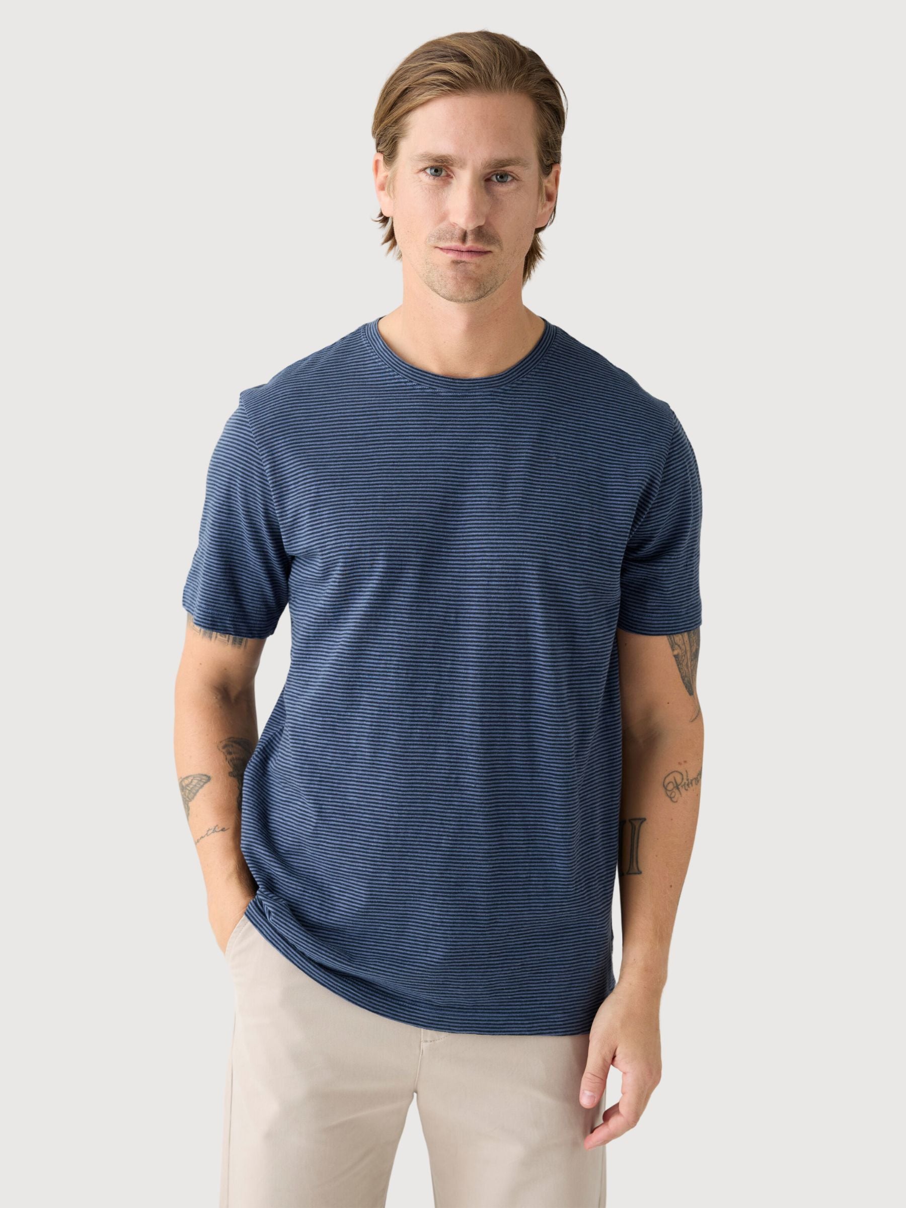 T-Shirt Slub Blu Uomo | Knowledge Cotton Apparel