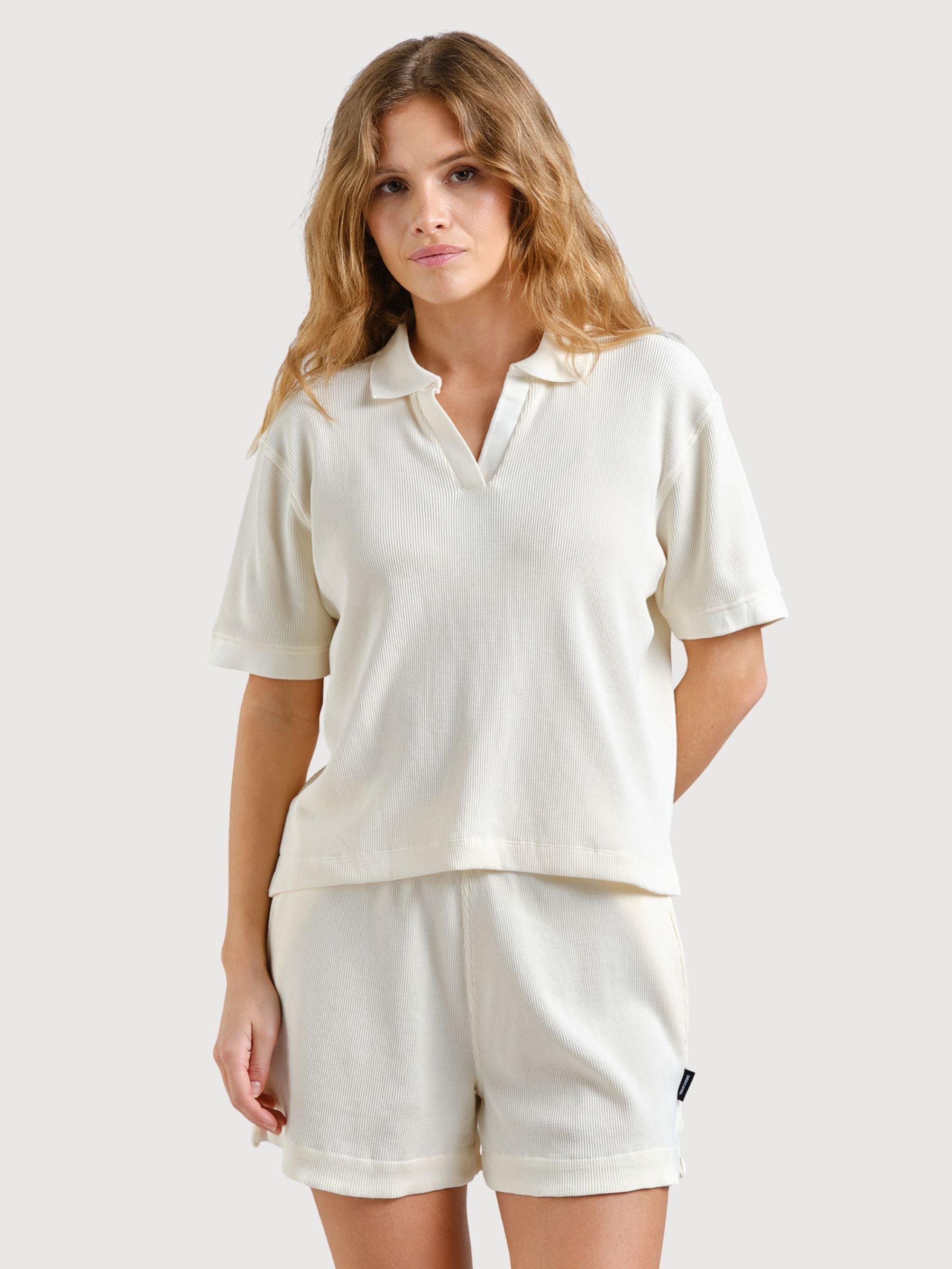 T-Shirt Nykil Waffle Offwhite Cotton | DEDICATED