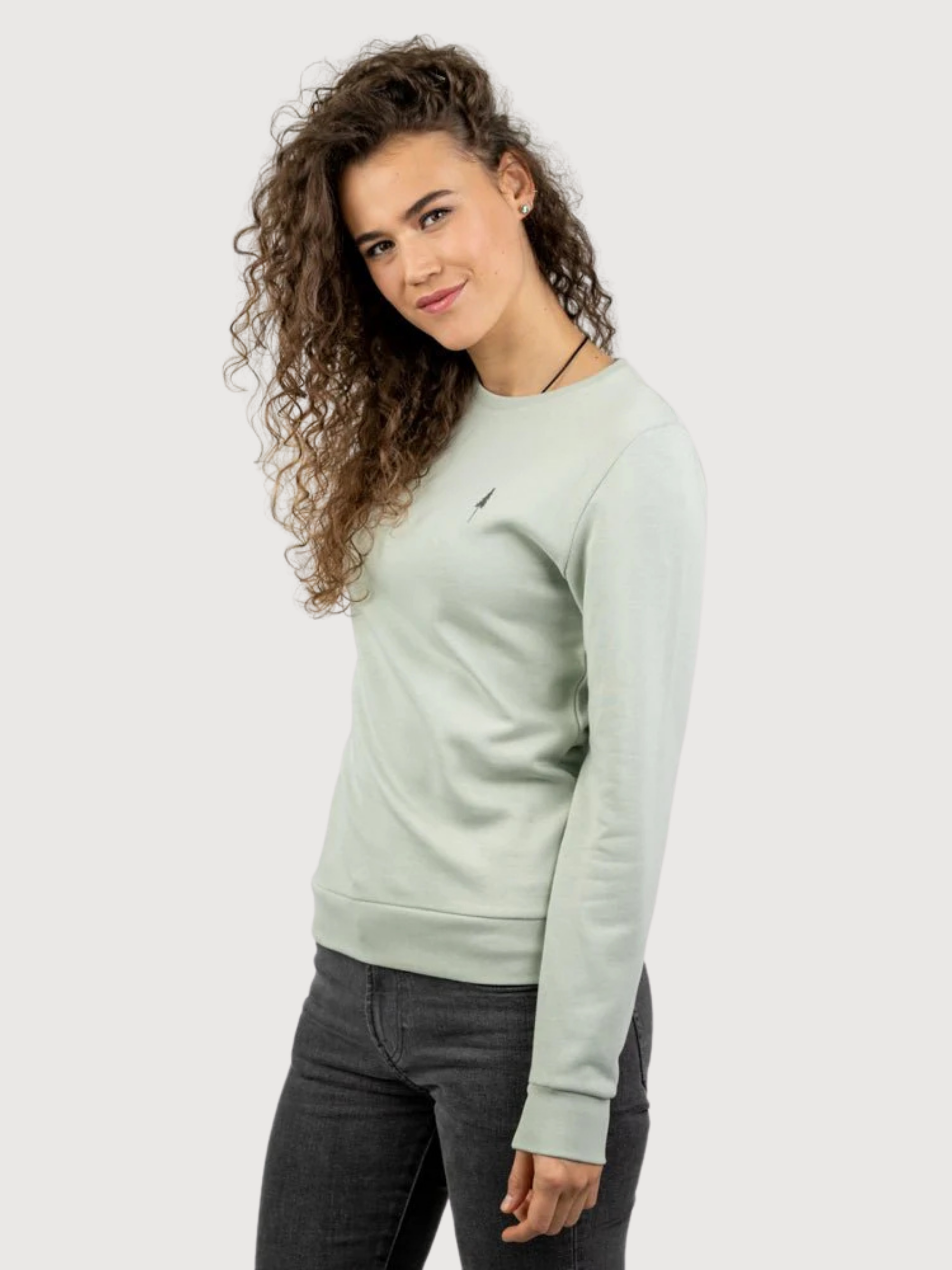 TreeSweater Pullover  Verde Chiaro Melange Organic Cotton Donna | Nikin