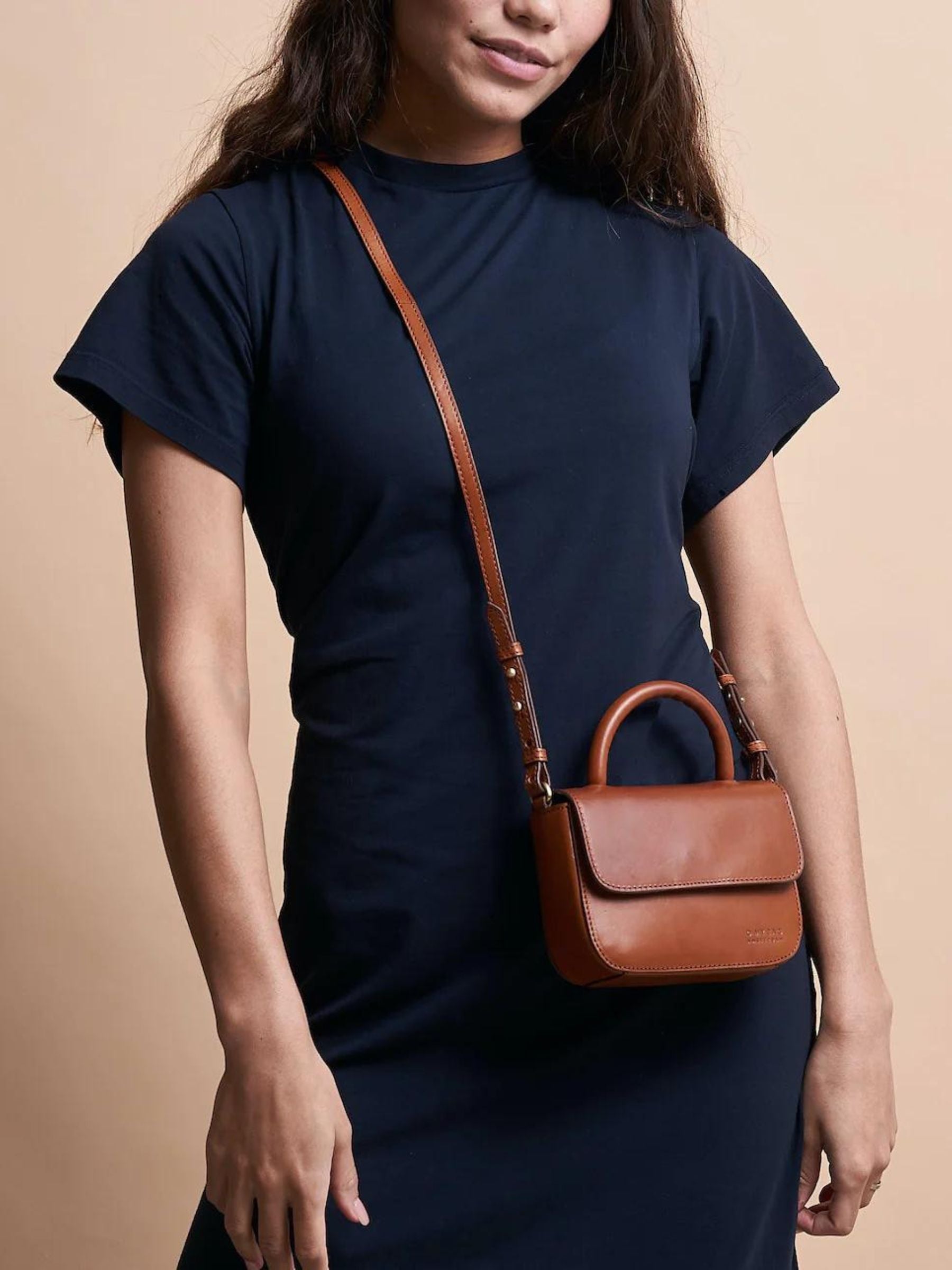 Mini Borsa A Tracolla Cognac In Pelle | O My Bag