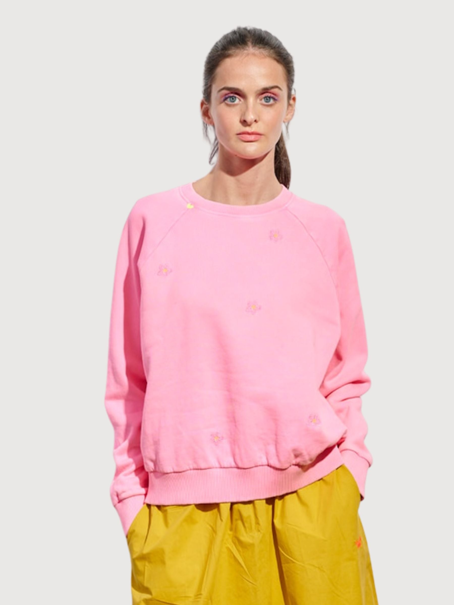 Sweatshirt Flowers Neon Pink Woman | Another Brand