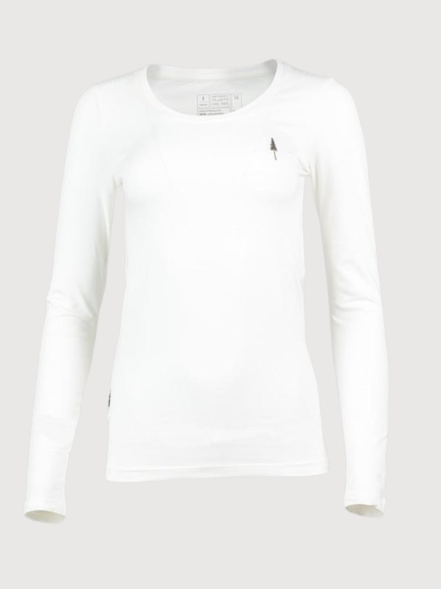 TreeShirt Longsleeve Slim Women White Organic Cotton | Nikin