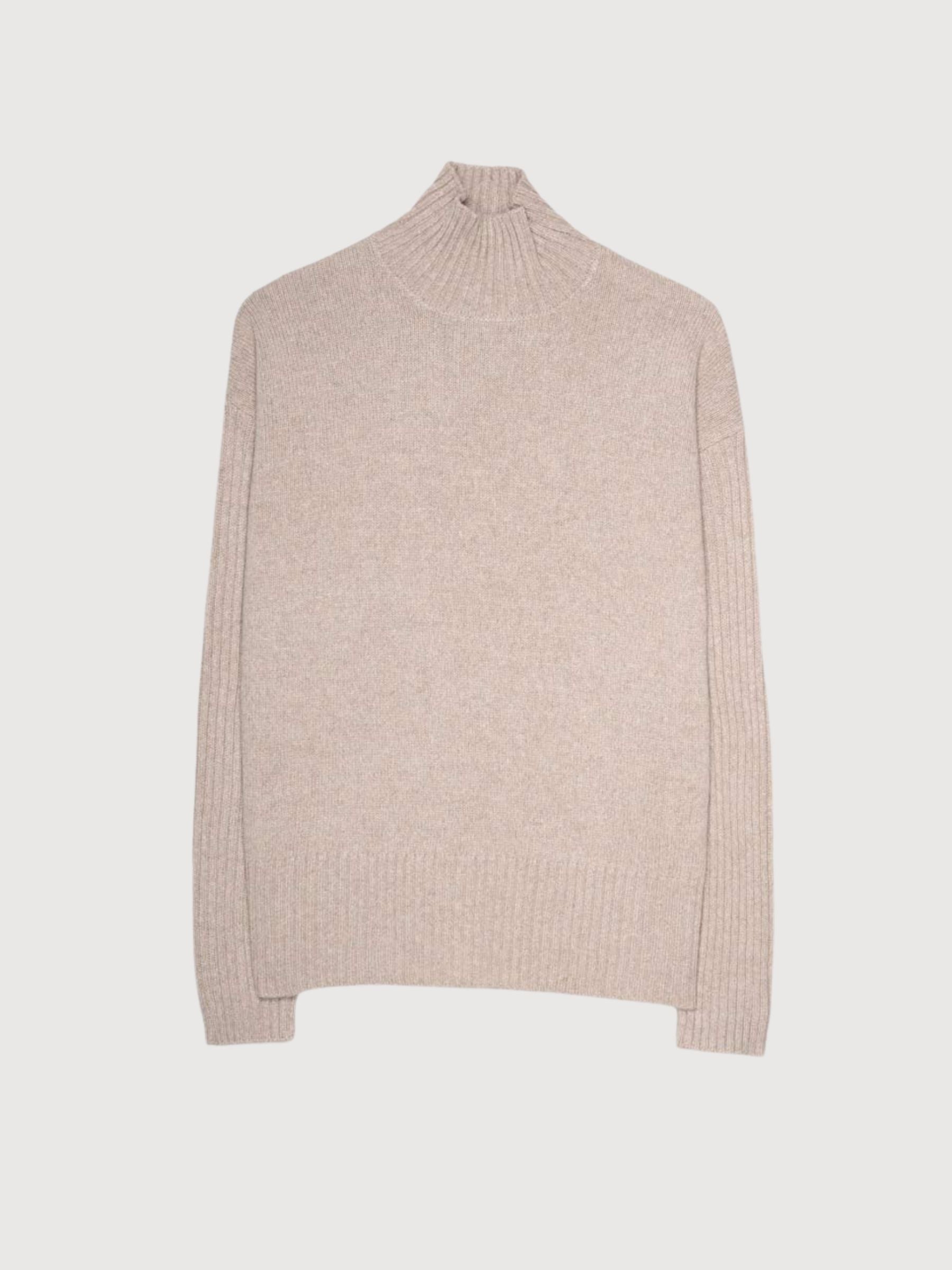 Maglia Erminia Beige Collo Alto Cashmere Rigenerato | Rifó