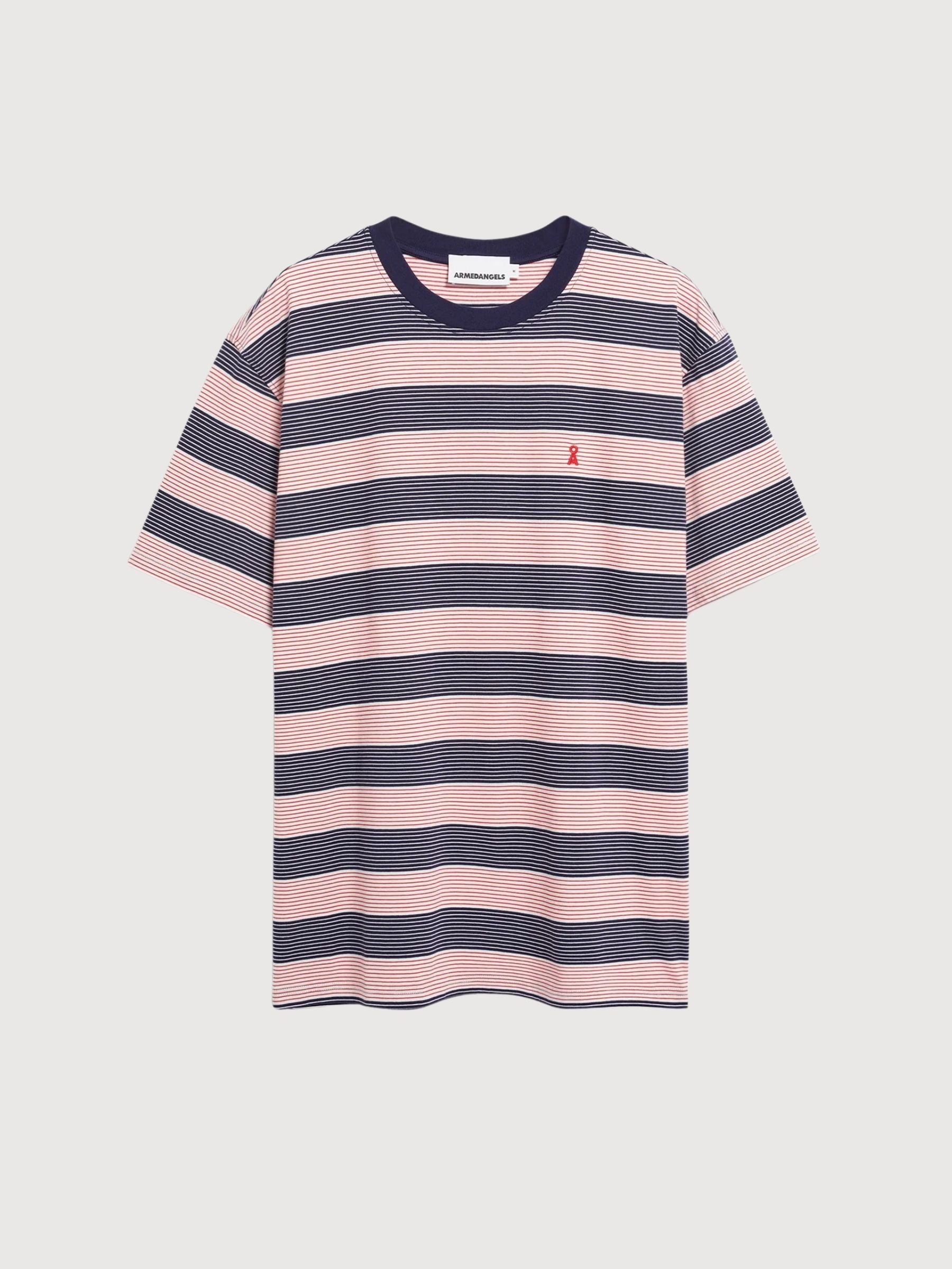 T-Shirt Maarkos Stripes Tinted Navy | Armedangels