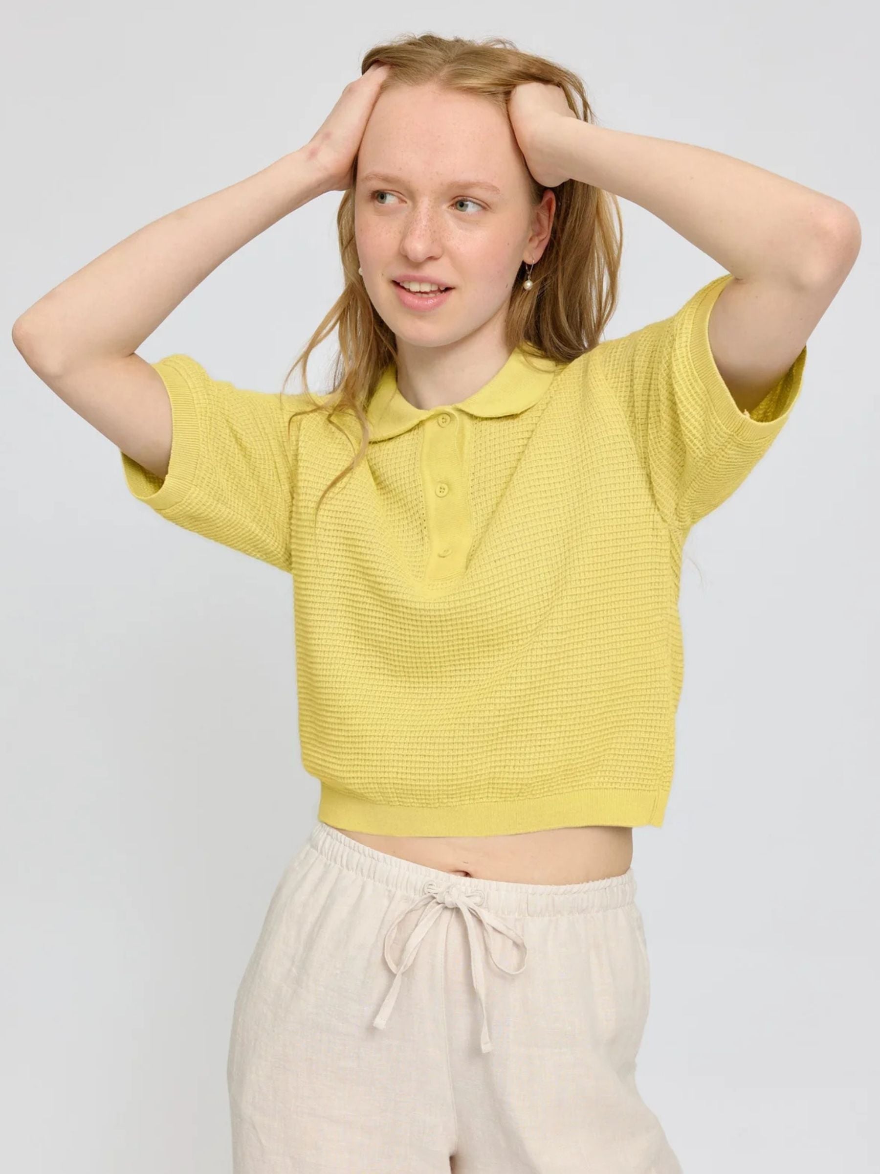 Polo Knit Woman Cotton Pastel Yellow | Mazine