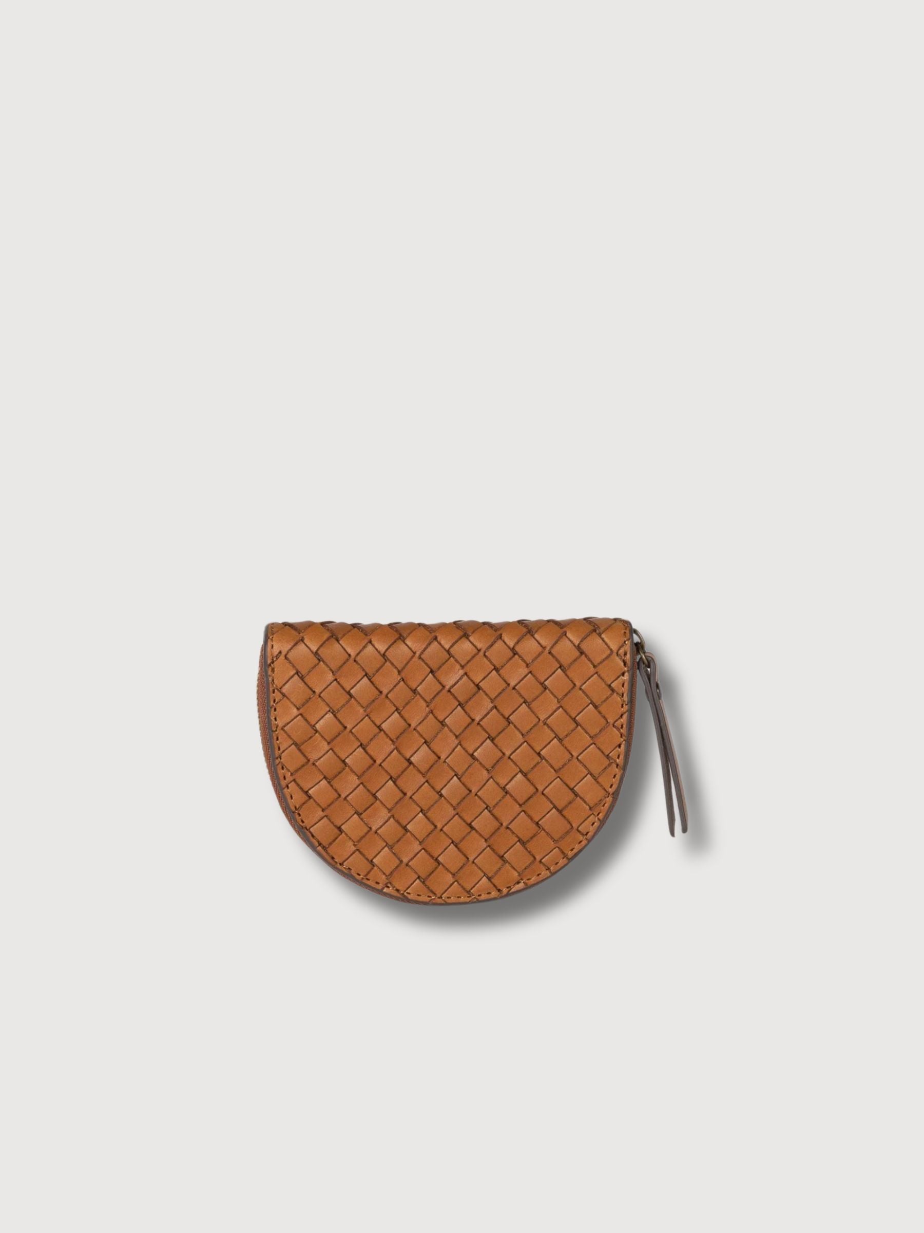 Portafoglio Laura in pelle intrecciata Classico Cognac | O My Bag