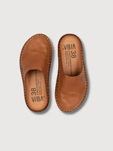 Slippers Roma Leather Cognac Brown | VIBAE