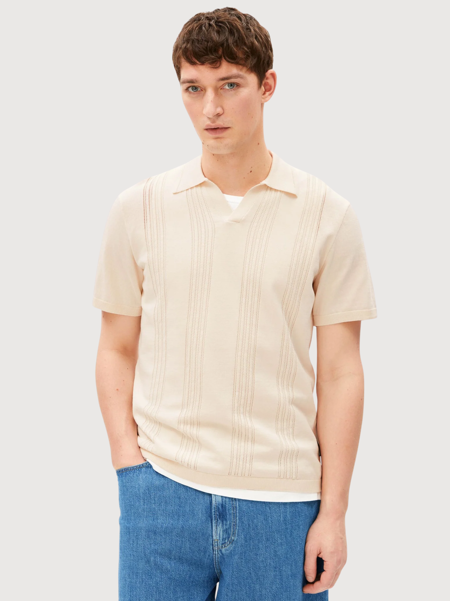 COTTON KNIT POLOSHIRT Pure | ARMEDANGELS