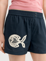 Shorts Navy Fish Patch Geraldine | Thinking Mu