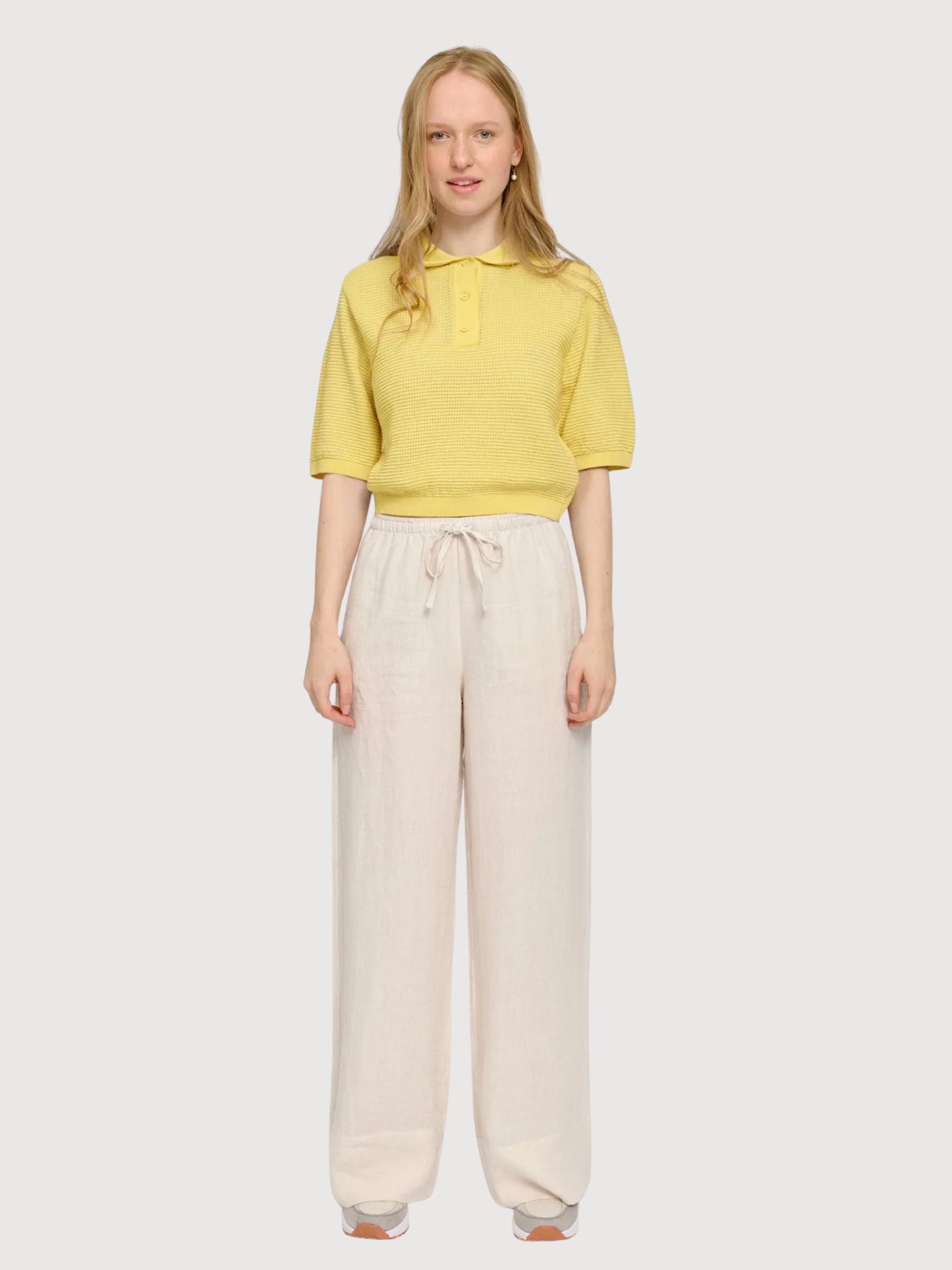 Polo Knit Woman Cotton Pastel Yellow | Mazine
