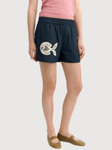 Shorts Navy Fish Patch Geraldine | Thinking Mu