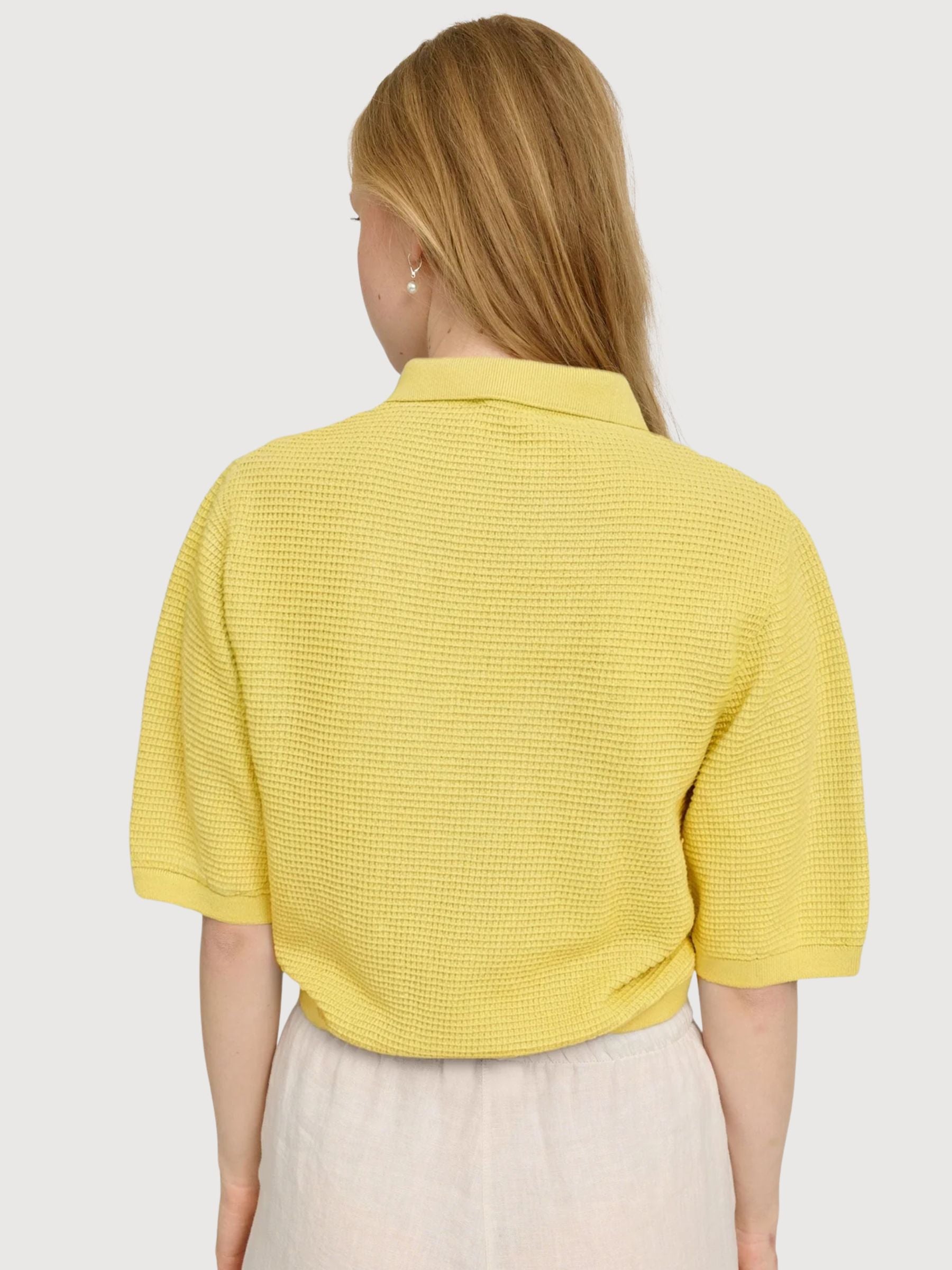 Polo Knit Woman Cotton Pastel Yellow | Mazine