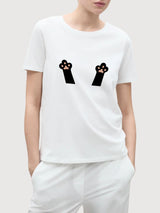 Sara T-shirt Paws White | Re-Bello