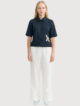 Blouse Fish Patch Ane Navy Woman | Thinking Mu