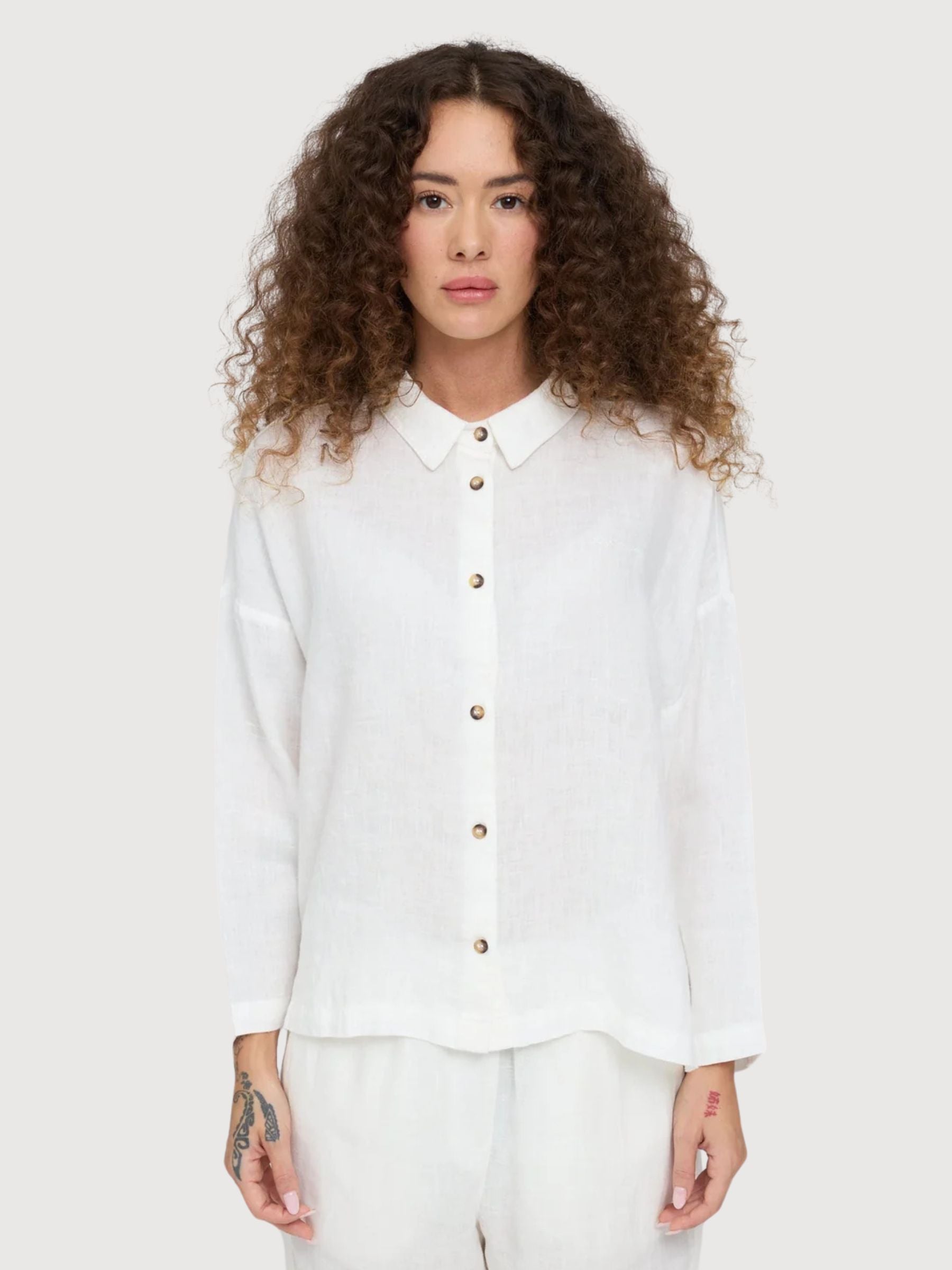 Shirt 3/4 Sleeve Line Woman Bright White | Mazine