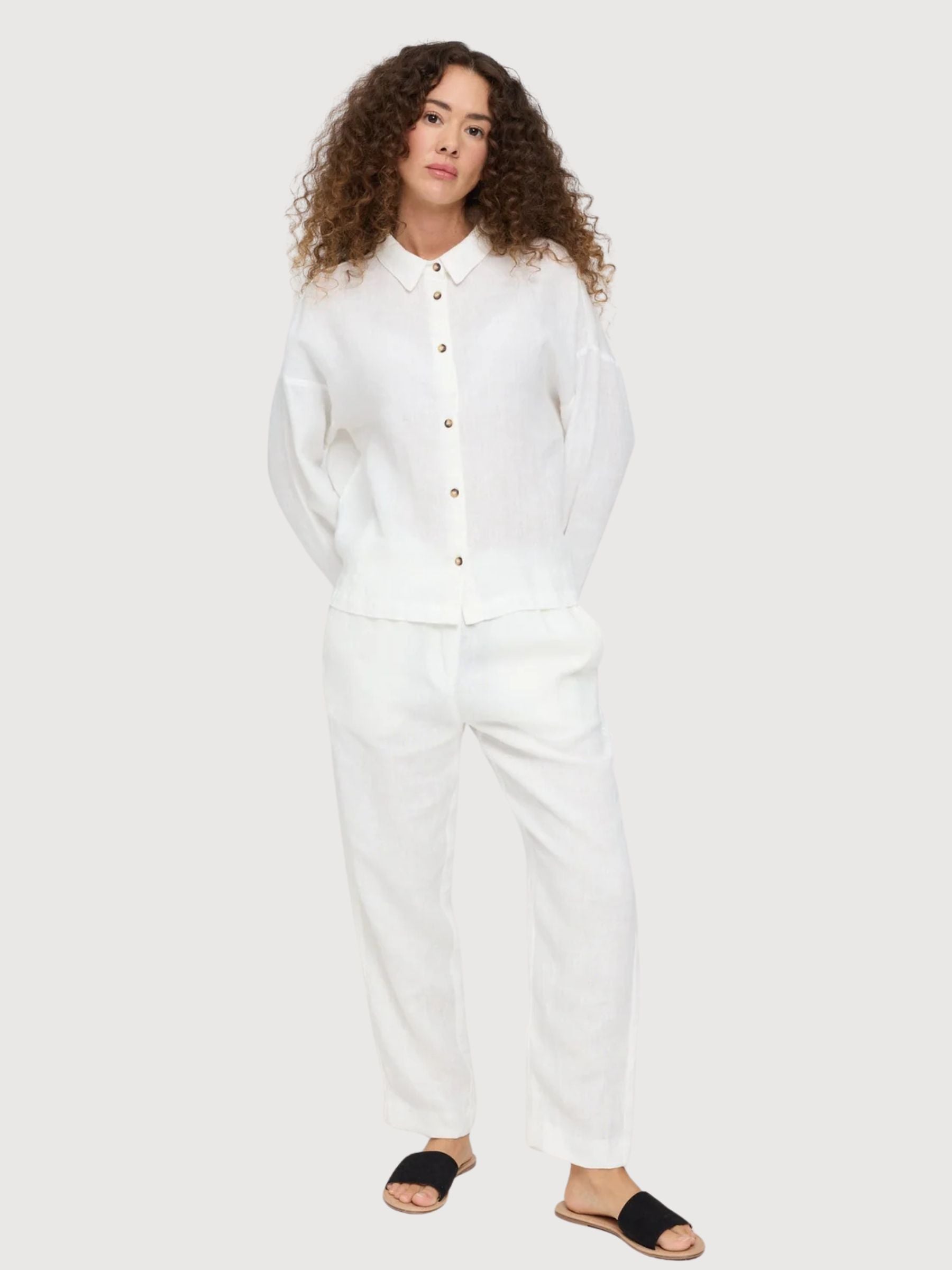 Shirt 3/4 Sleeve Line Woman Bright White | Mazine