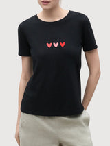 Sara T-shirt Hearts Black | Re-Bello