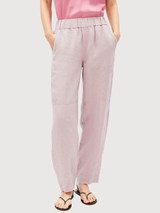 Barrel Pant Pull On Linen Pink Mist | Armedangels