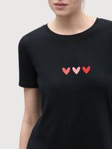 Sara T-shirt Hearts Black | Re-Bello