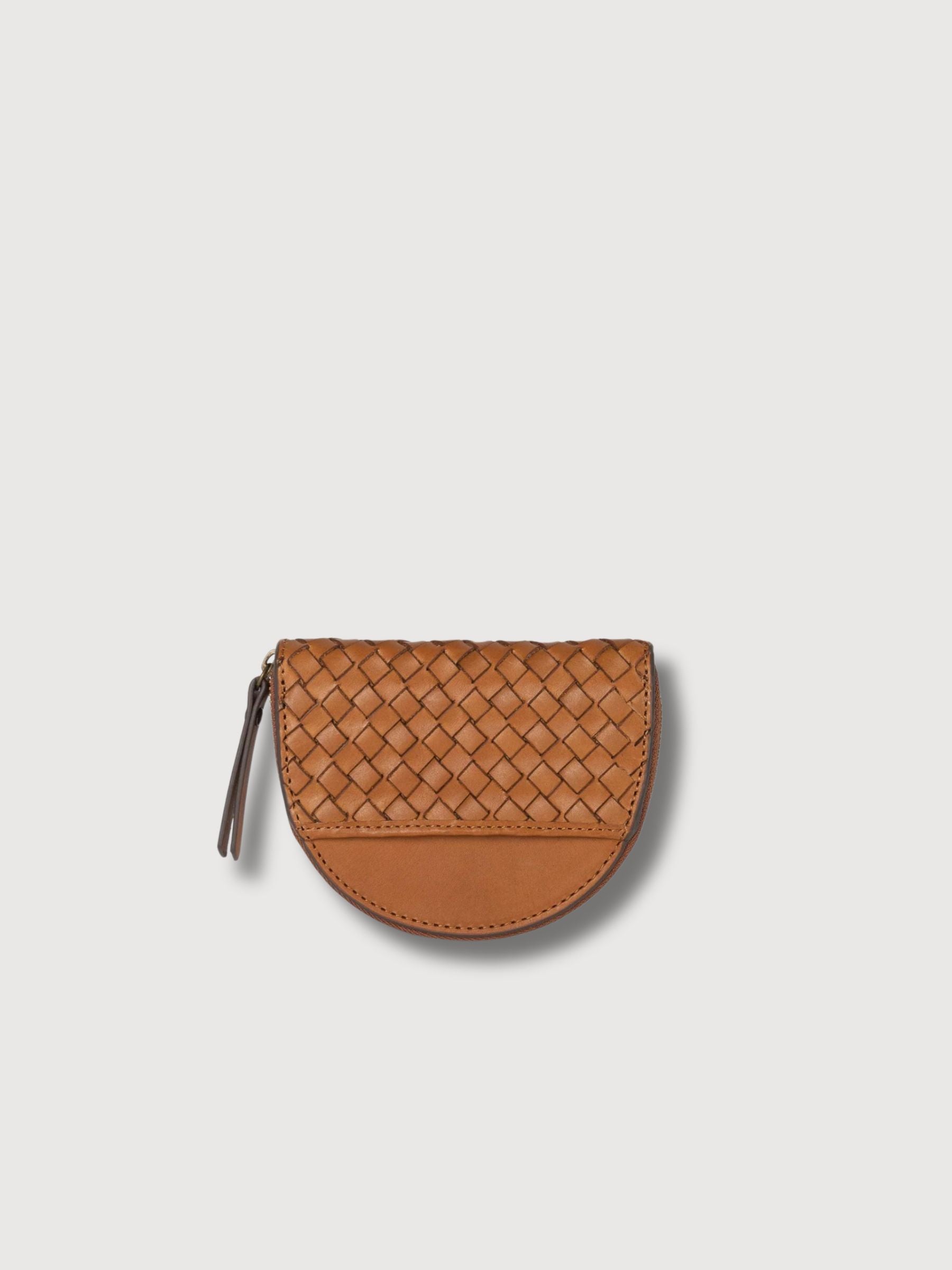 Portafoglio Laura in pelle intrecciata Classico Cognac | O My Bag