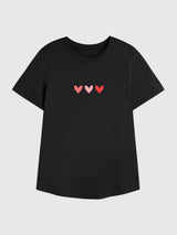 Sara T-shirt Hearts Black | Re-Bello