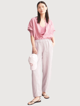 Barrel Pant Pull On Linen Pink Mist | Armedangels