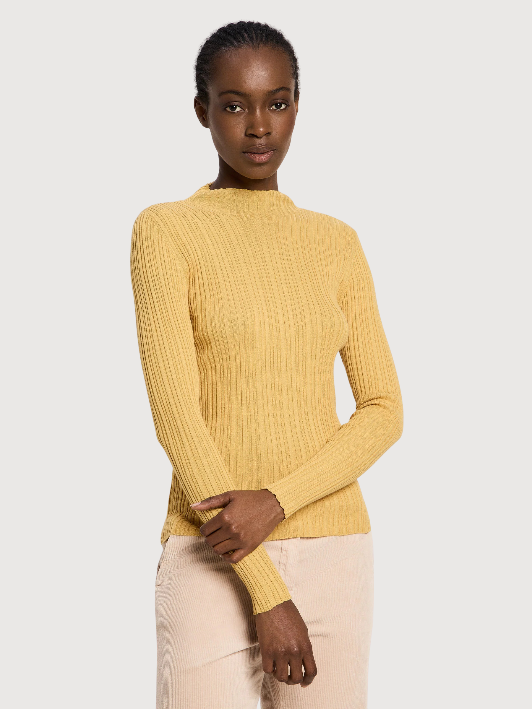 Pullover Ribbed Yellow Woman Cotton | Lanius