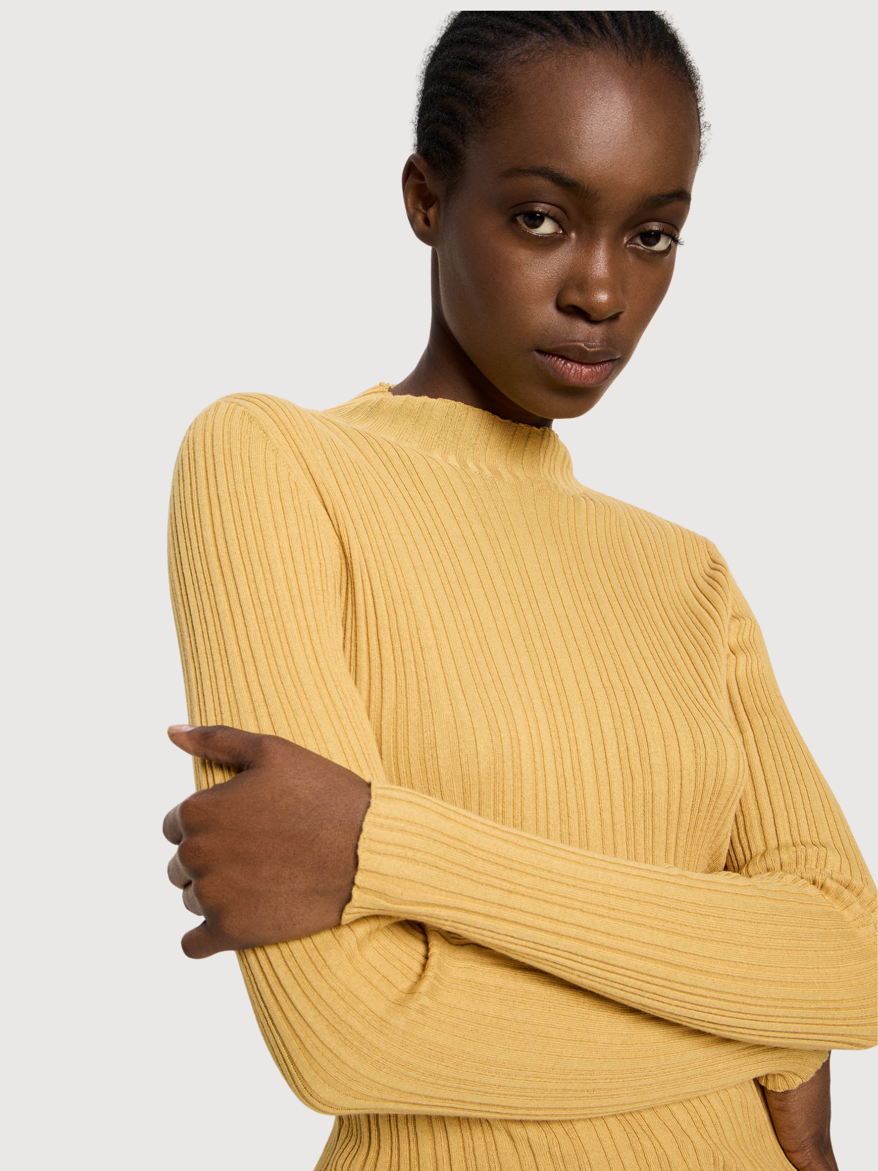 Pullover Ribbed Yellow Woman Cotton | Lanius