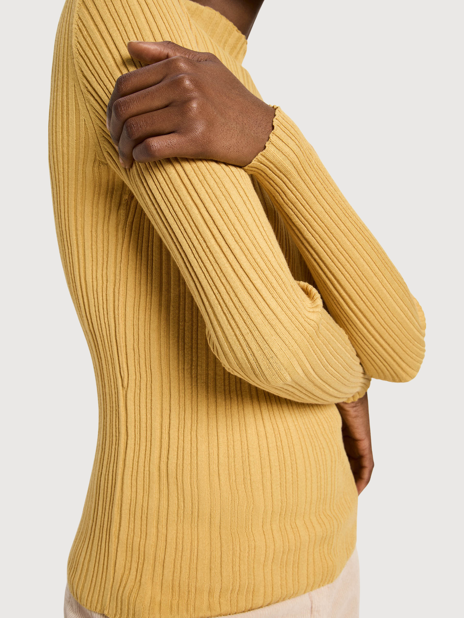 Pullover Ribbed Yellow Woman Cotton | Lanius
