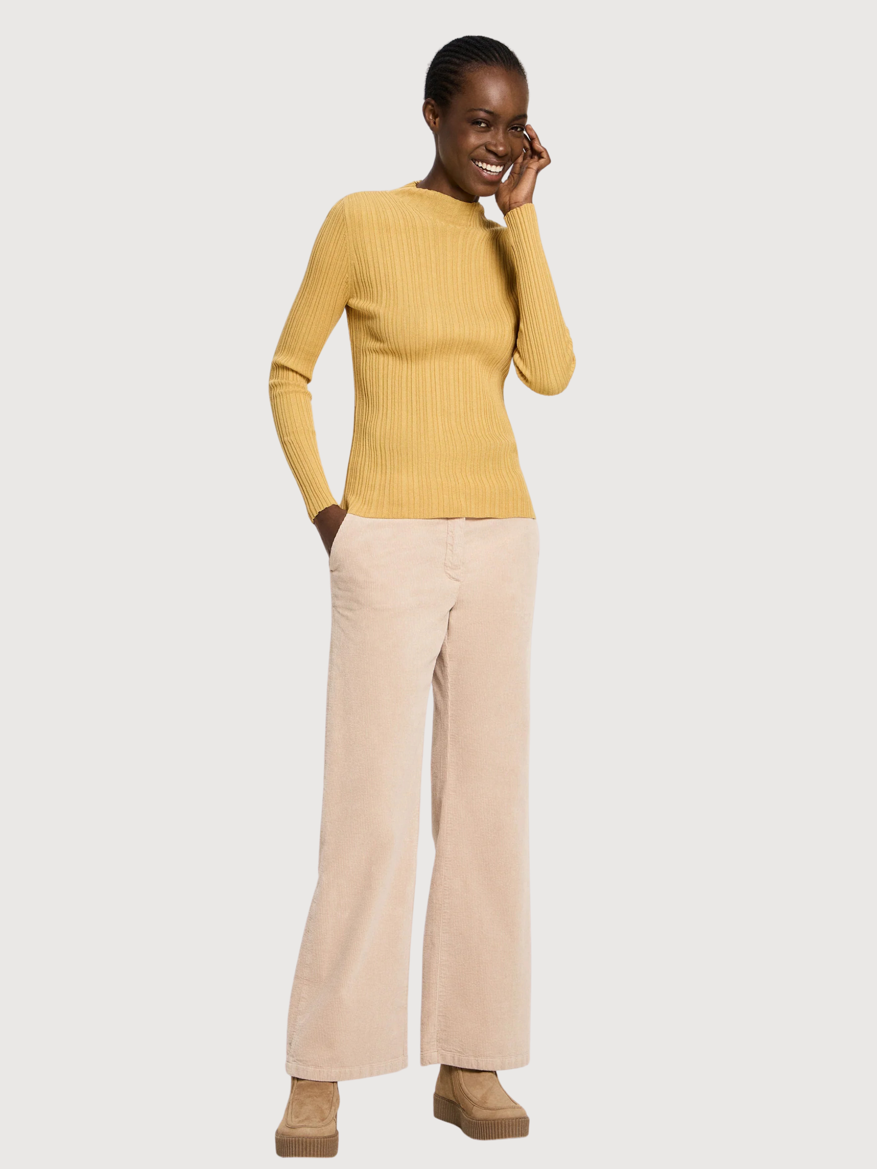 Pullover Ribbed Yellow Woman Cotton | Lanius
