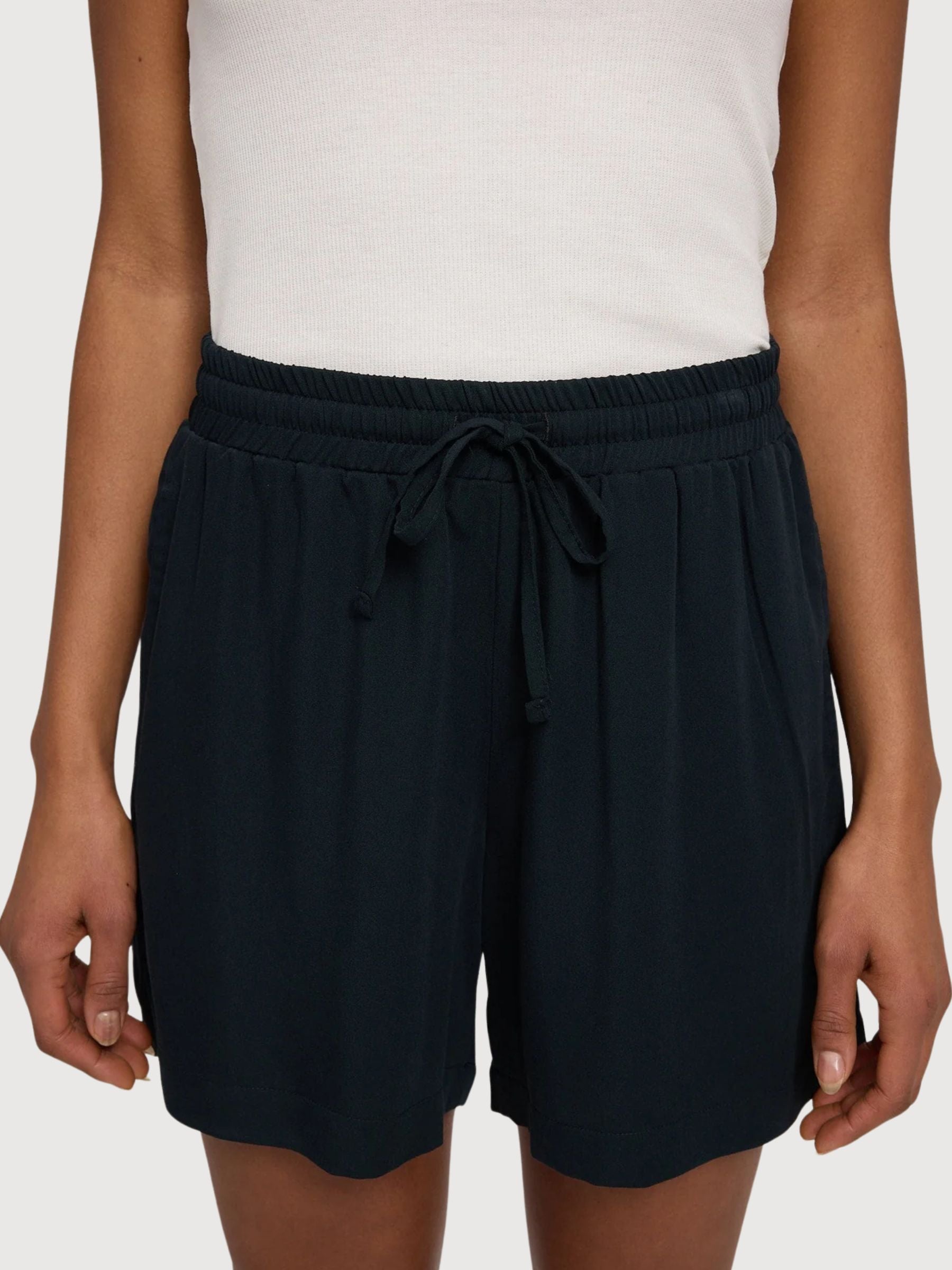 Shorts Drawstring Viscose Woman Black | Mazine