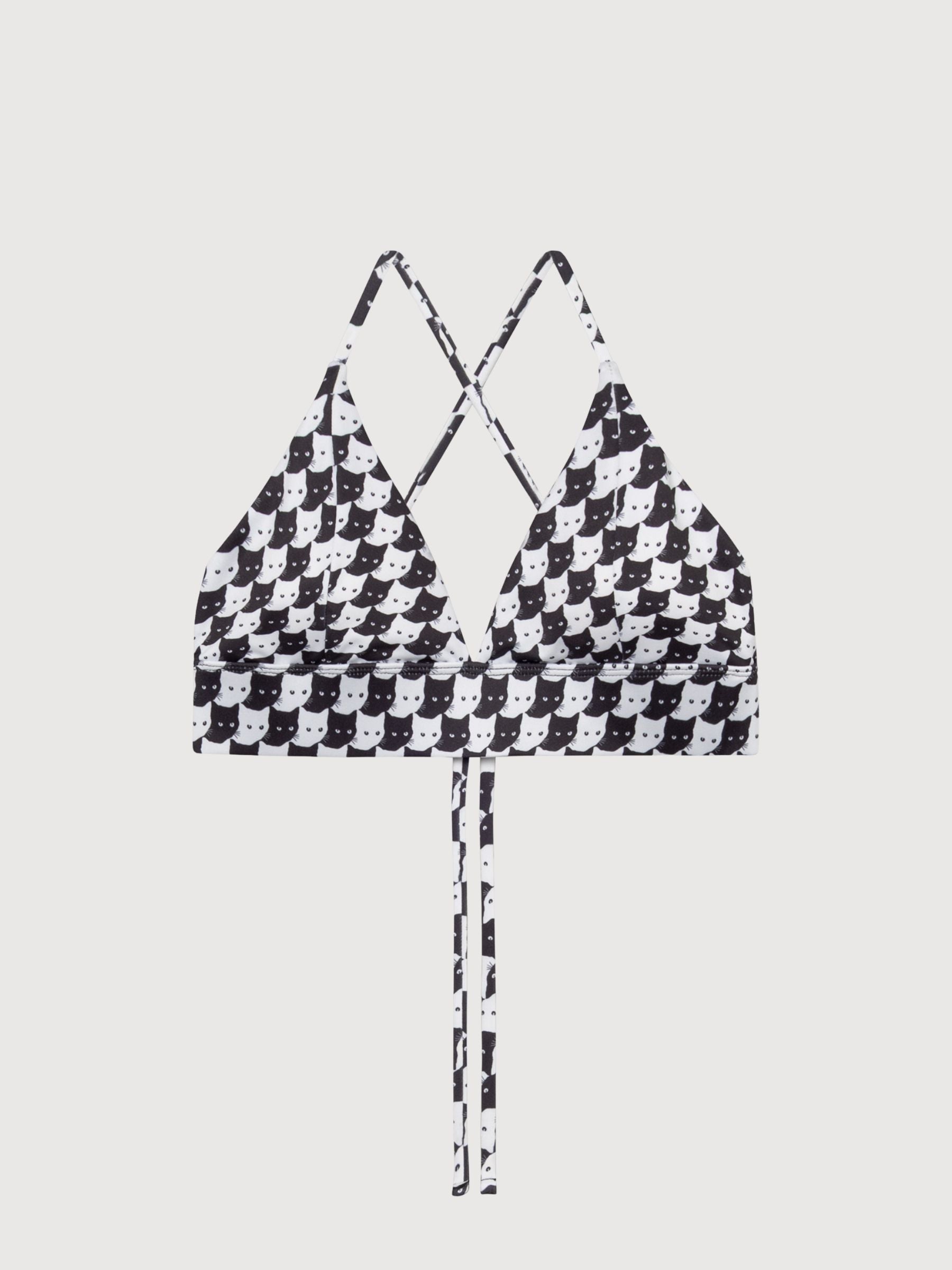 Bikini Top Alva Pepita Cats Black | Dedicated