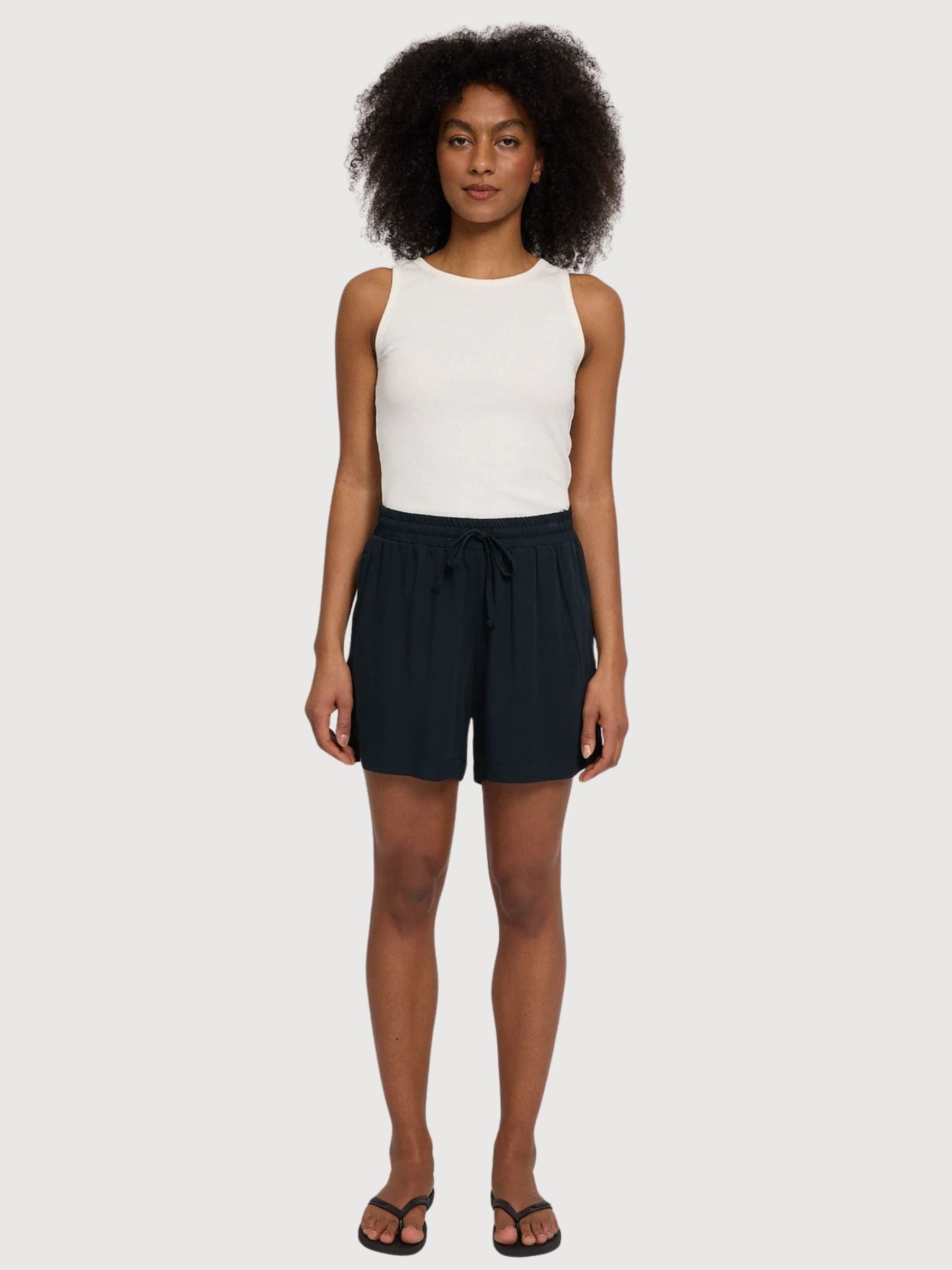 Shorts Drawstring Viscose Woman Black | Mazine
