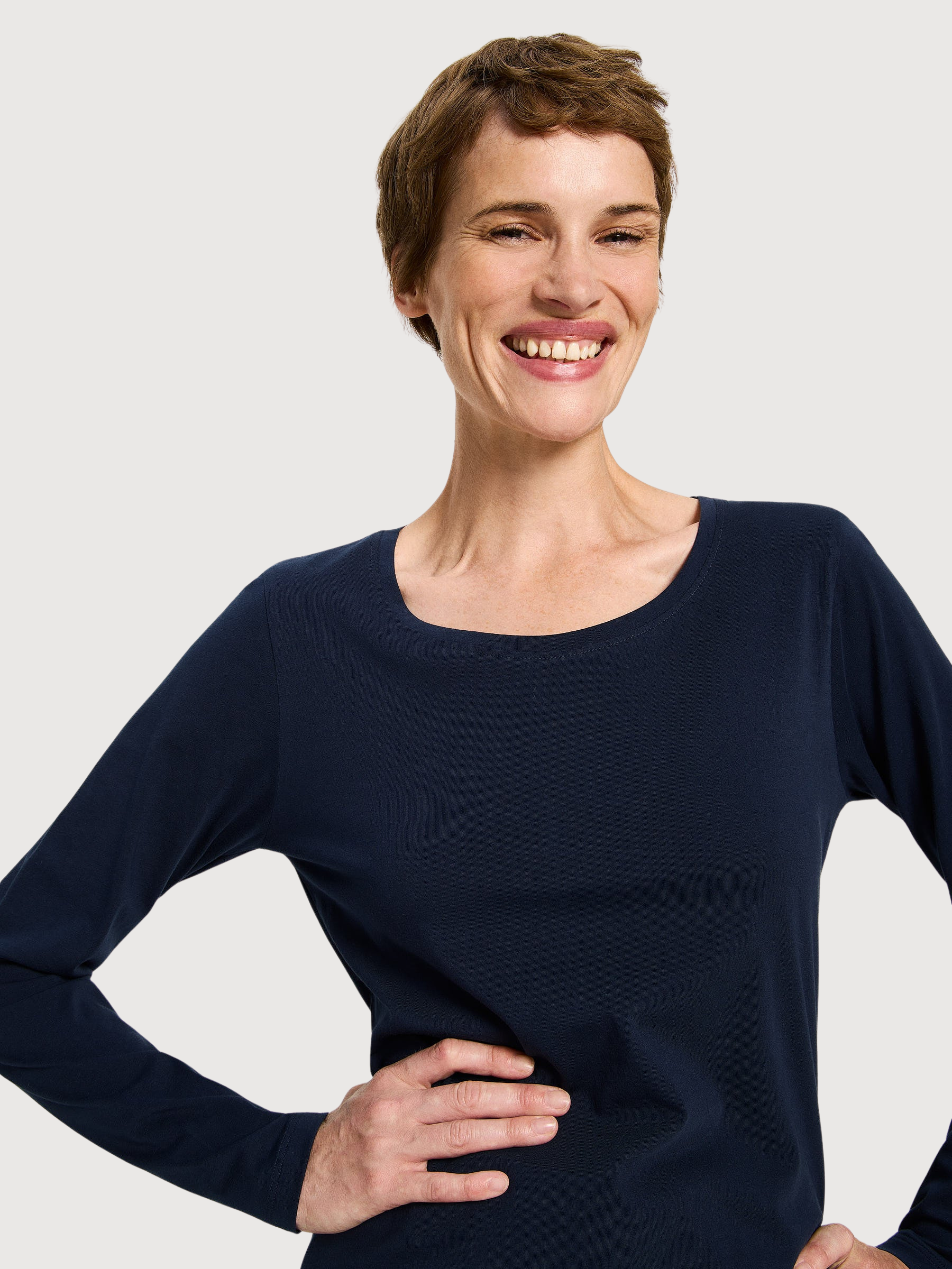 Maglia a maniche lunghe blu navy | LANIUS