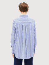 Maglietta a righe ampia bianca Dynamo Blue | Armedangels