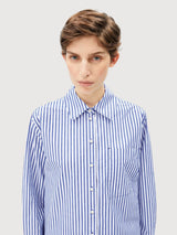 Maglietta a righe ampia bianca Dynamo Blue | Armedangels