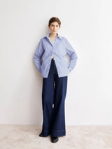 Maglietta a righe ampia bianca Dynamo Blue | Armedangels