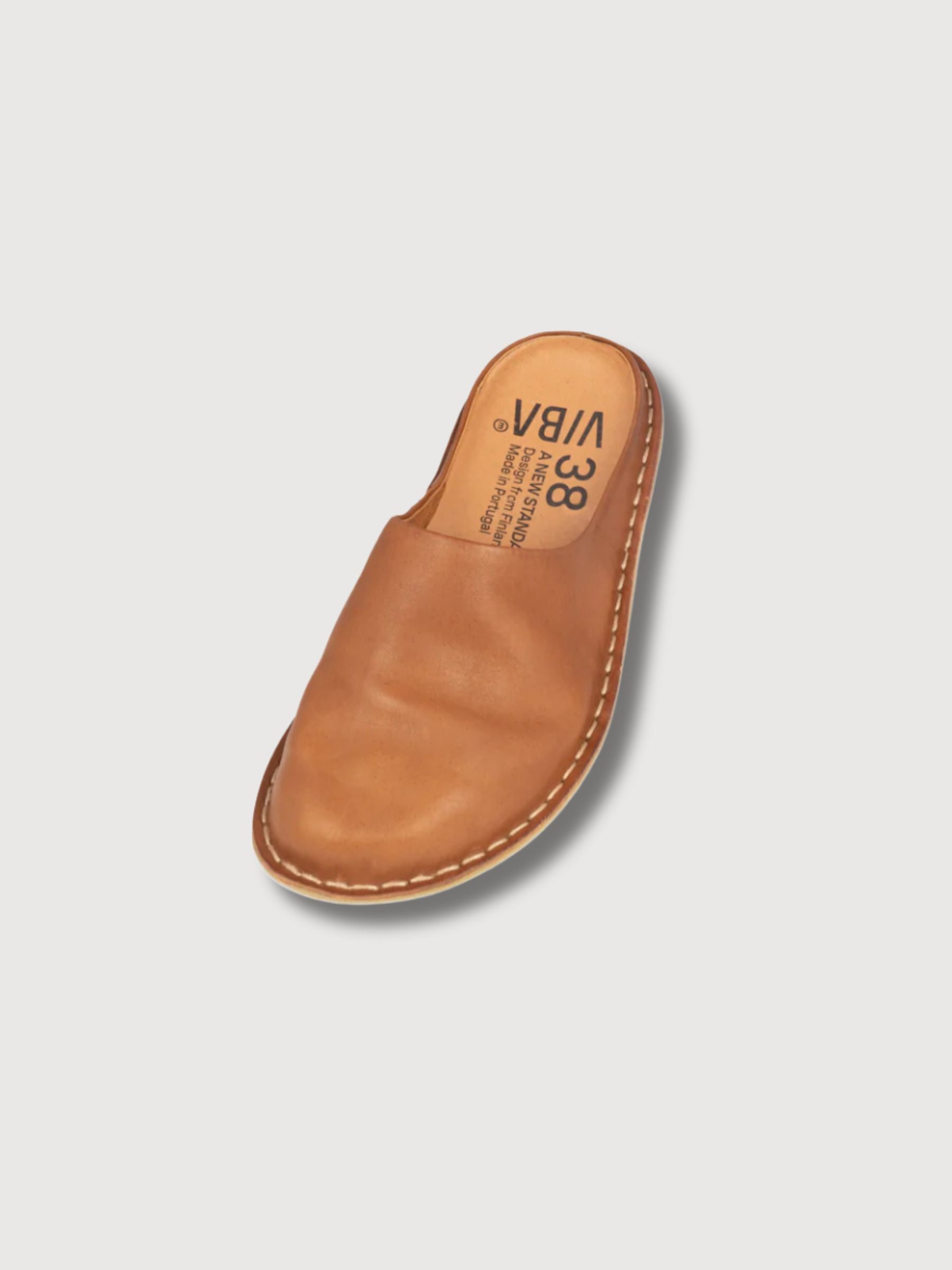 Slippers Roma Leather Cognac Brown | VIBAE