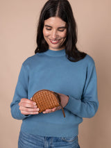 Portafoglio Laura in pelle intrecciata Classico Cognac | O My Bag