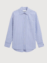 Maglietta a righe ampia bianca Dynamo Blue | Armedangels