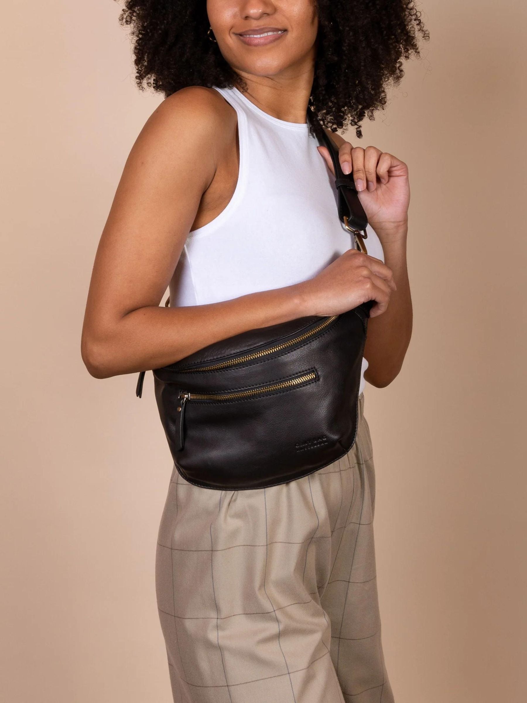 Fanny Pack Drew Black Leather | O My Bag