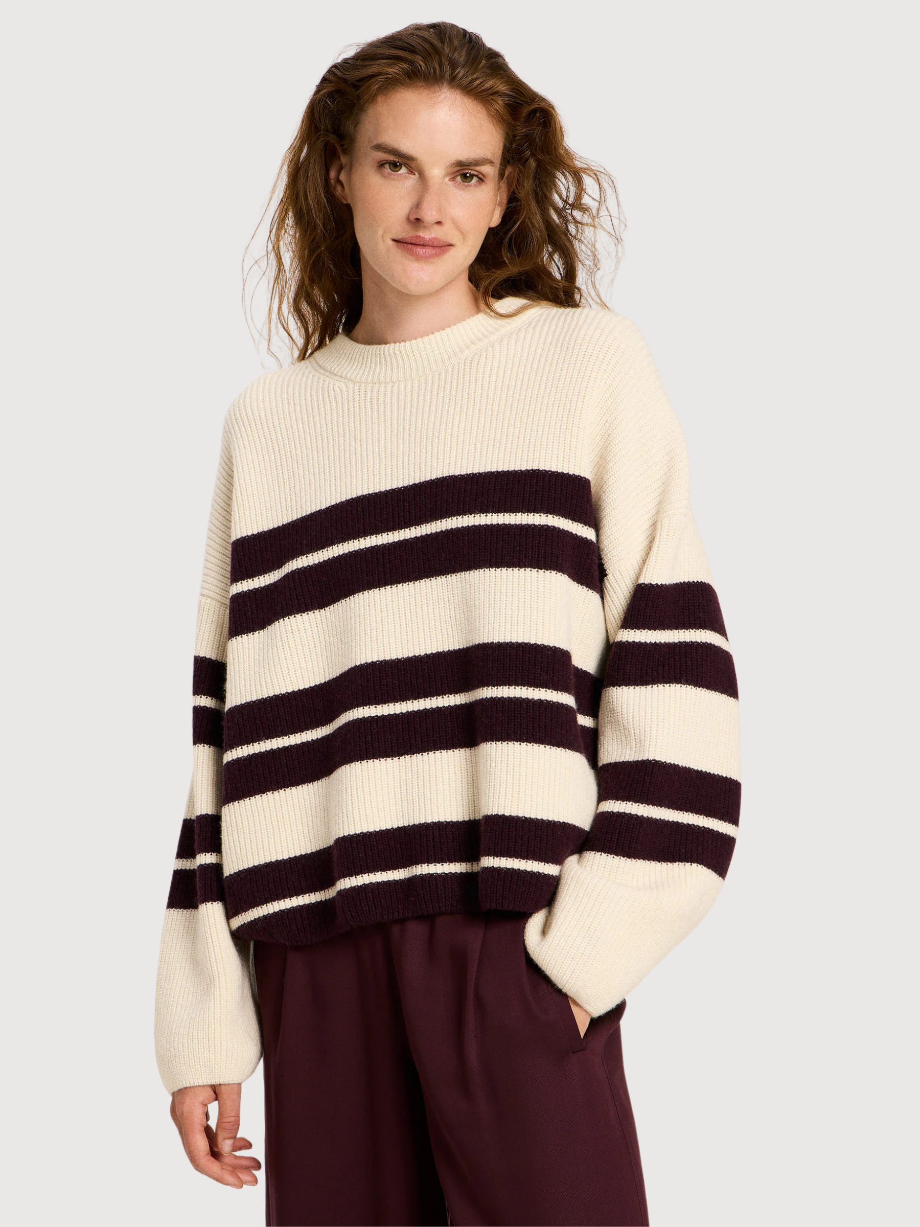 Pullover a righe rosso scuro donna | LANIUS