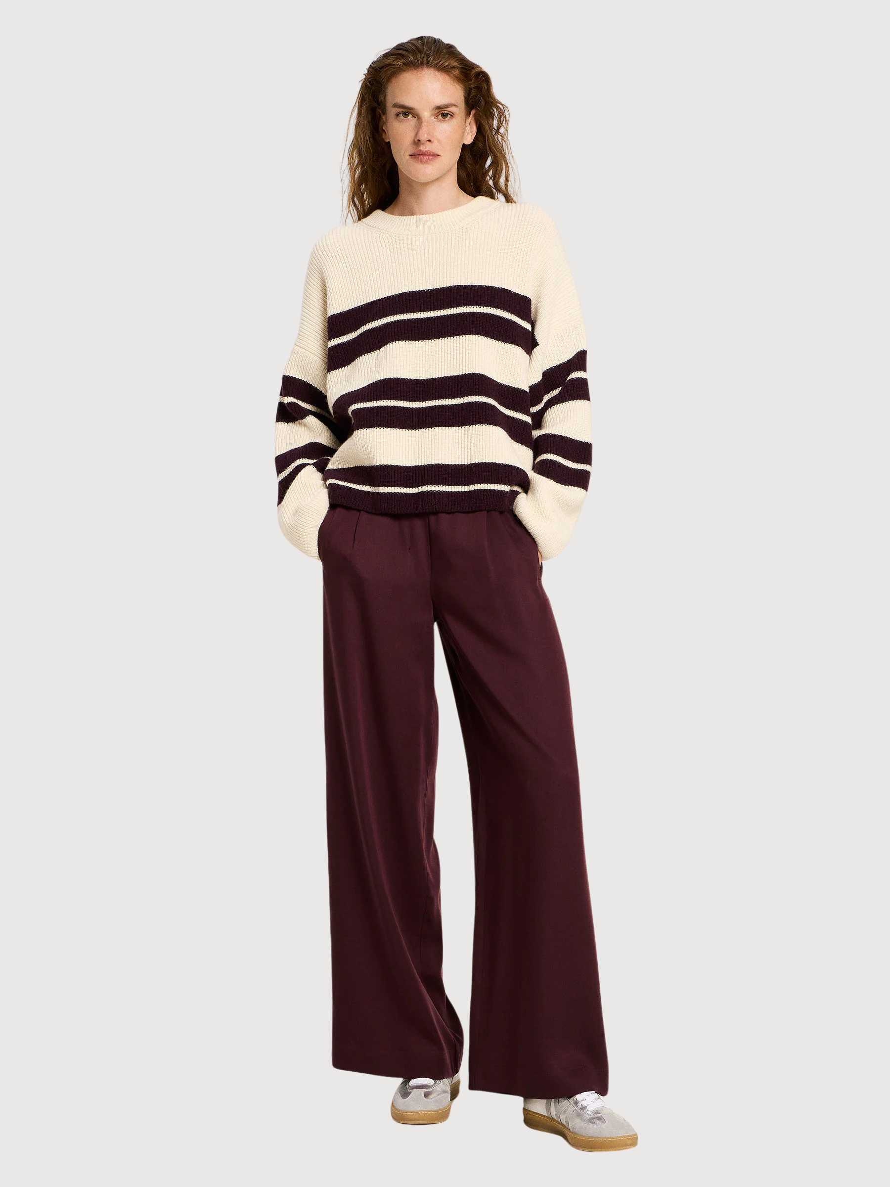 Pullover a righe rosso scuro donna | LANIUS