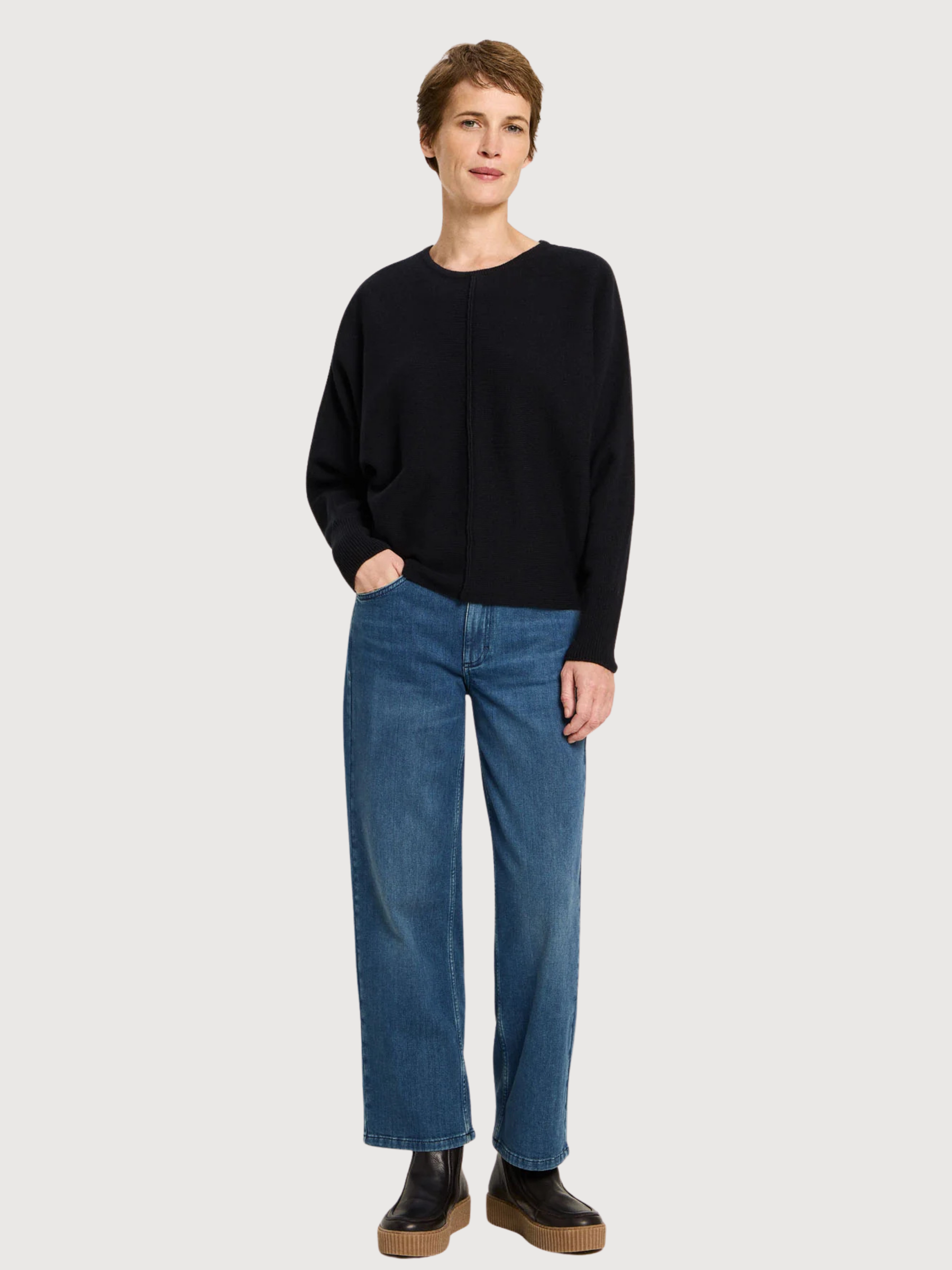 Fledermaus Pullover GOTS Schwarz