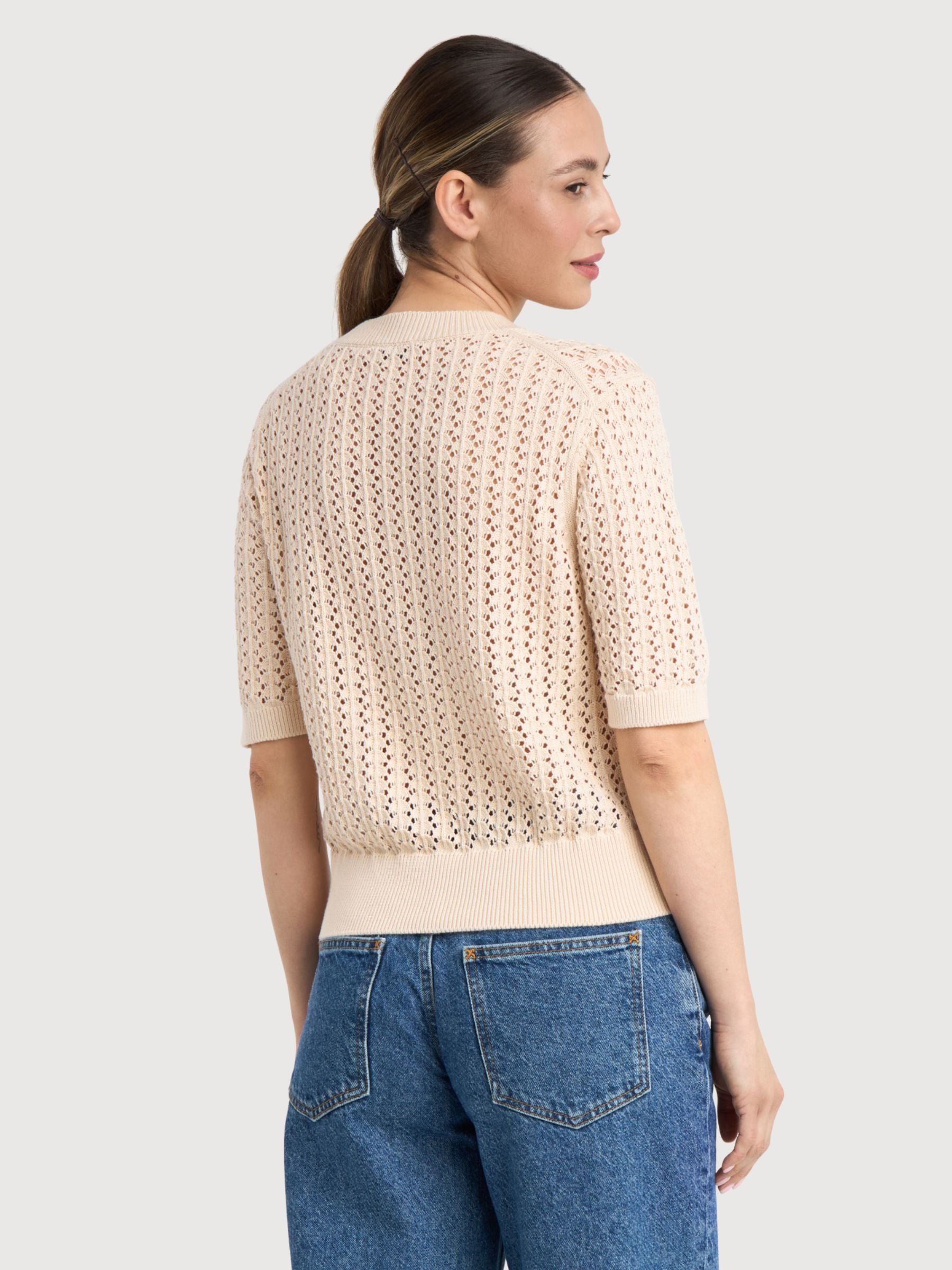 Gehäkeltes Strickshirt Flen in Vanilleweiß | Dedicated