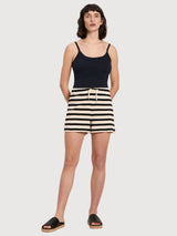 Shorts Striped Woman Cotton Black/Creme | Lanius