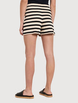 Shorts Striped Woman Cotton Black/Creme | Lanius