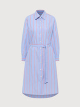 Dress Midi Striped Blue/Lava Red Cotton | Lanius